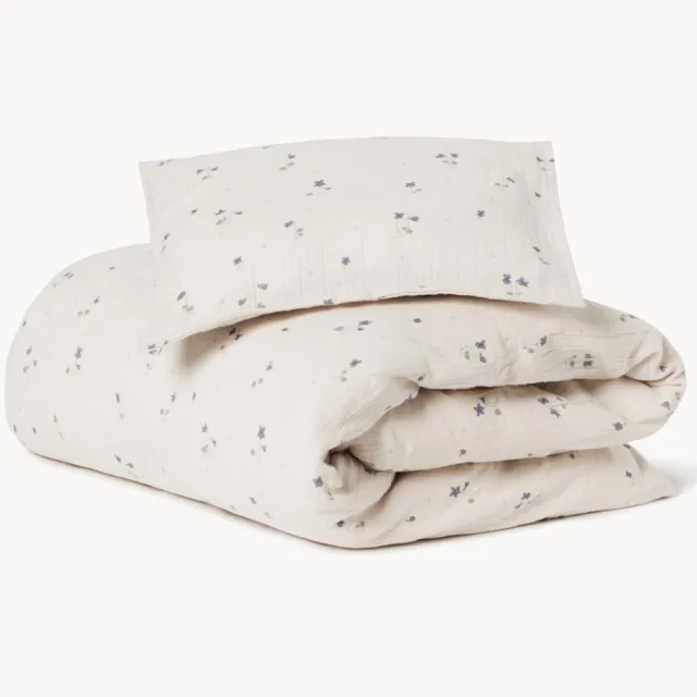 Garbo & Friends Baby katoenen beddengoedset Viola, 100 x 140 cm + 1 kussen 40 x 60 cm Groen, Paars, Wit