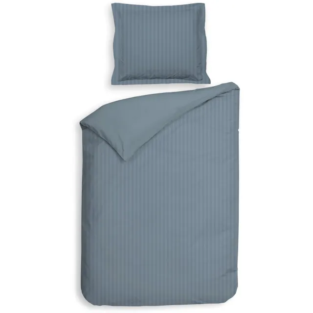Heckettlane Dekbedovertrek Banda - Colonial-Blue - Eenpersoons - 140x200-220 cm + 1 sloop 60x70 cm, gemaakt van 100% Katoen-Satijn Banda Colonial Blue