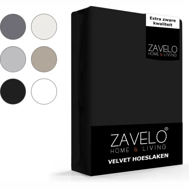 Zavelo Flanel Velvet Hoeslaken Zwart-2-persoons (140x200 cm)