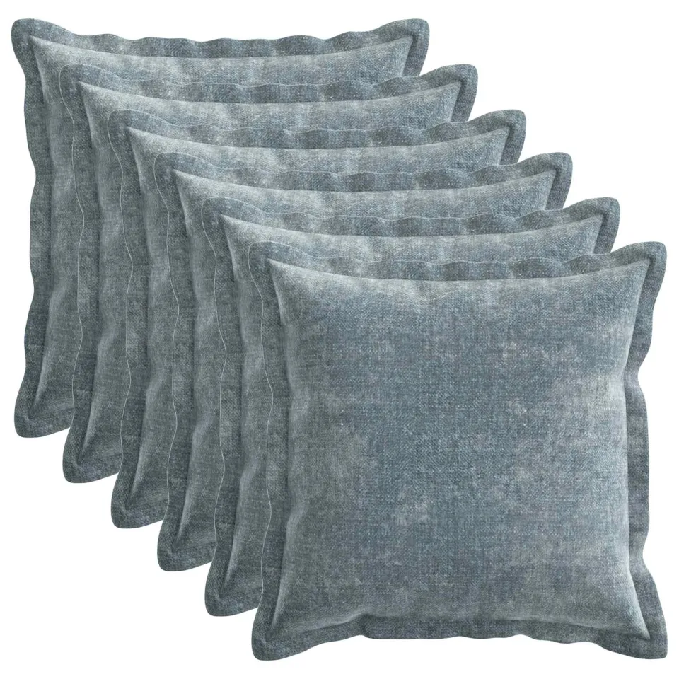 vidaXL Kussensloop 6 st HOUTEN Lichtblauw 40 x 40 cm Chenille Stof blauw, foto 3