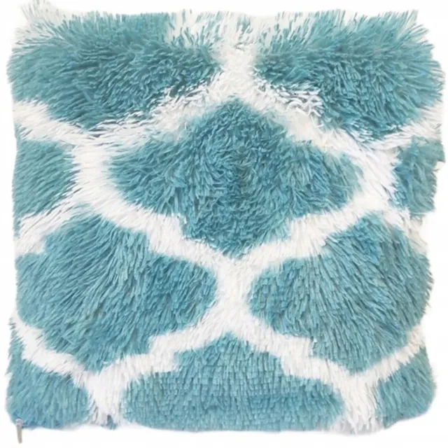Granda Decoratieve Kussenhoes 45x45 Turkse/Witte Shaggy Pluche Turks/Wit