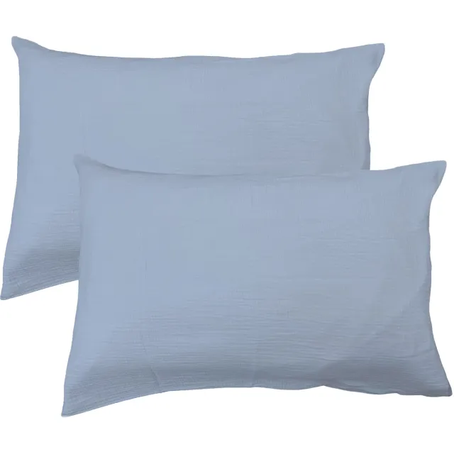 Matt & Rose Set Kussenslopen - Bleu Horizon - (2x) 50 x 70 cm - Blauw - Mousseline Katoen