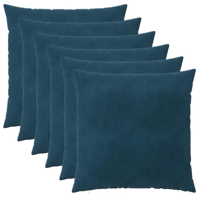 vidaXL Kussensloop 6 st HEERLEN Blauw 55 x 55 cm fluweel