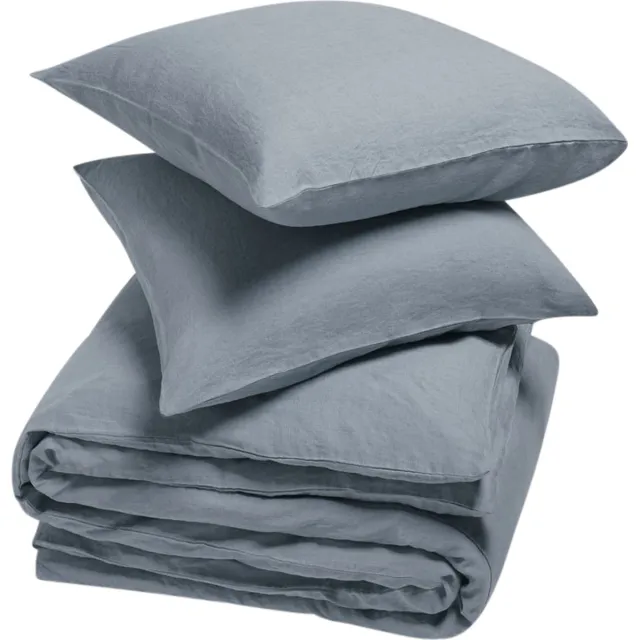 Yumeko dekbedovertrek gewassen linnen schemerblauw 260x220 + 2/60x70 - Biologisch & ecologisch Dusk Blue