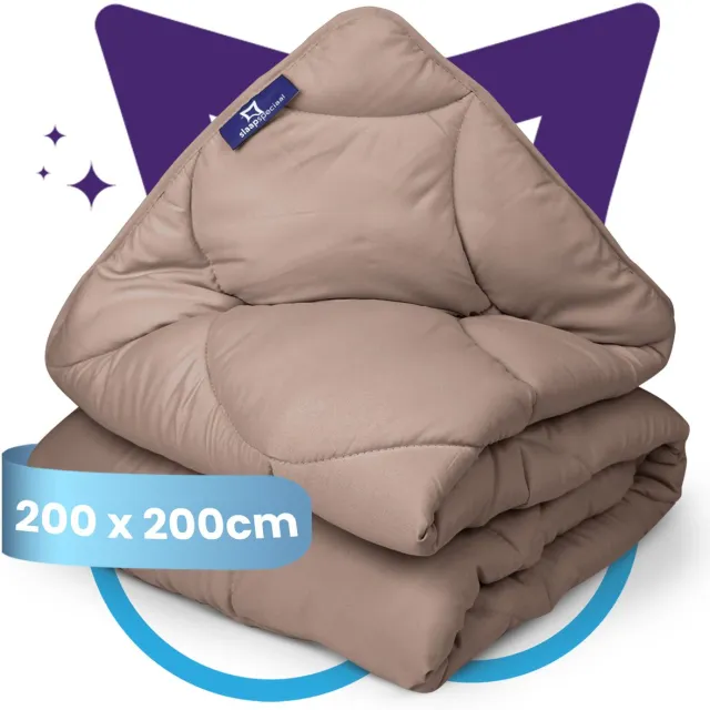 Slaapspeciaal Eazydekbed Essential Bruin - Dekbed zonder Overtrek - Wasbaar Dekbed - Hoesloos Dekbed - All Year Dekbed - 2 in 1 Dekbed - Dekbed met Vaste Overtrek - Gekleurd Dekbed - 200x200 cm
