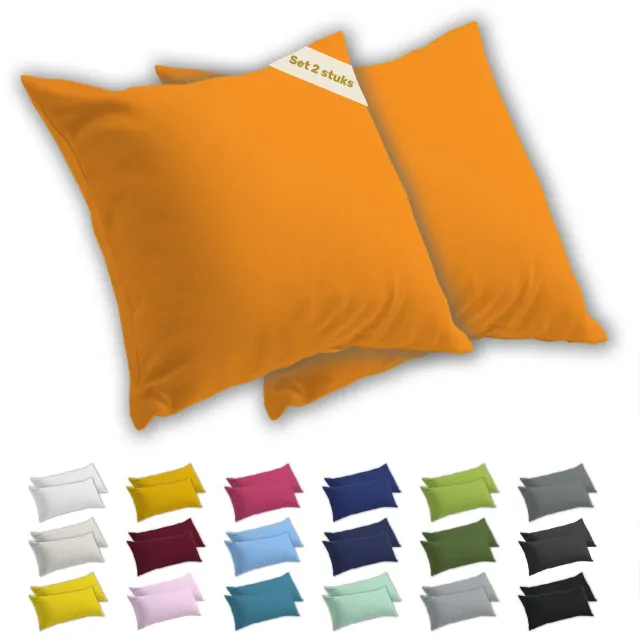lavea Kussenslopen 80x80 cm Set van 2 – Kussenhoezen van 100% Zachte en Ademende Jersey Katoen met YKK Ritssluiting – Zonsondergangrood Avondrood