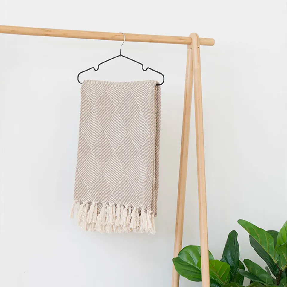 Artichok Ivory plaid beige met franjes - 180 x 130 cm, foto 2
