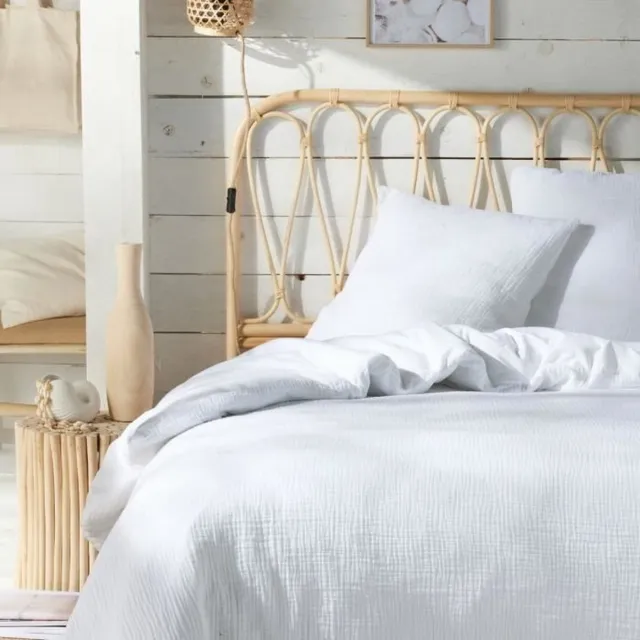 Today Bedset - TODAY - 123320 - 2 personen - 260x240cm - Effen katoenen gaas - Krijt Wit