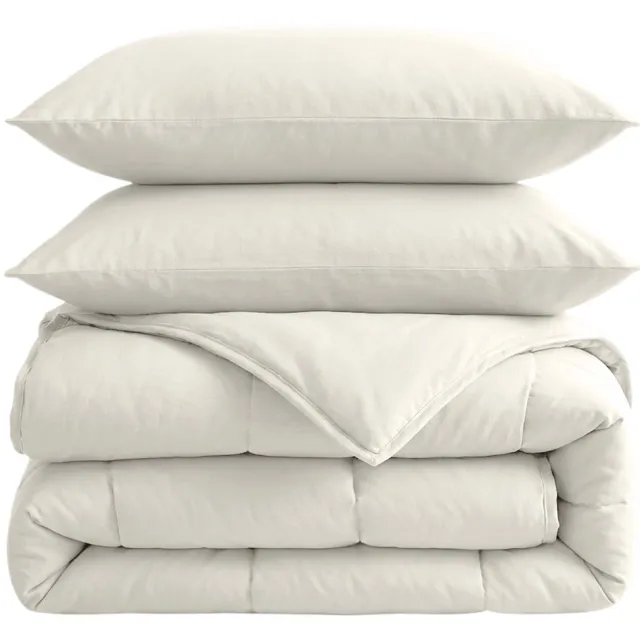 Sleeptime 2 in 1 Dekbed - Dekbed zonder Overtrek Inclusief Kussenslopen - 200x200 - Creme