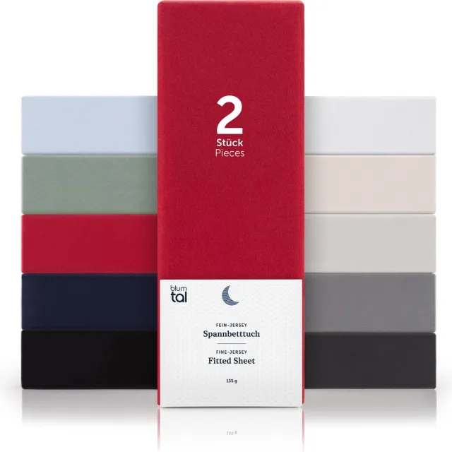 Blumtal Hoeslaken - Fitted Sheet - Jersey - Katoen - 180 x 200 x 30 cm - Rood - Set van 2