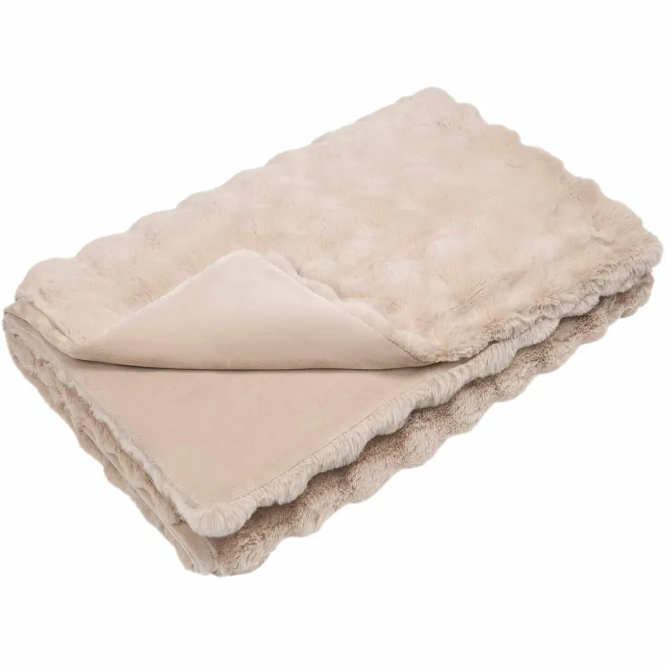 vidaXL Antislip deken van imitatie konijnenbont OLITE Beige
