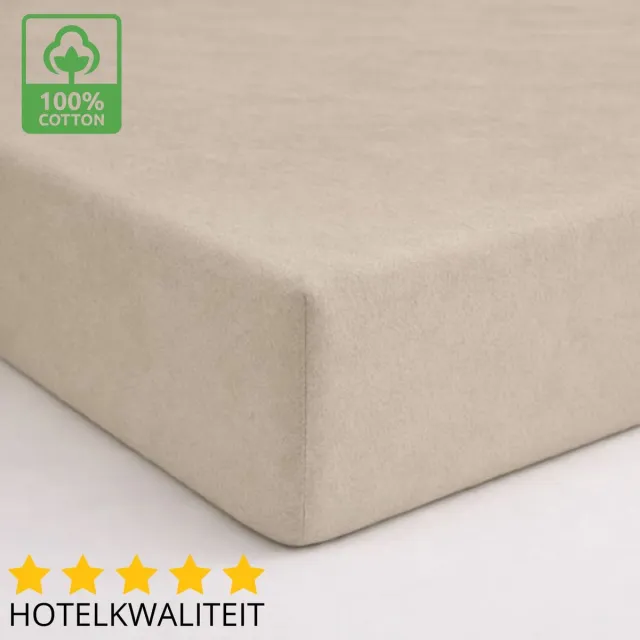 Sleeps Dubbel Jersey Hoeslaken Katoen Zand - 90 x 200 cm - Heerlijk Zacht - Strijkvrij - Stretch - Dubbel Dikke Kwaliteit