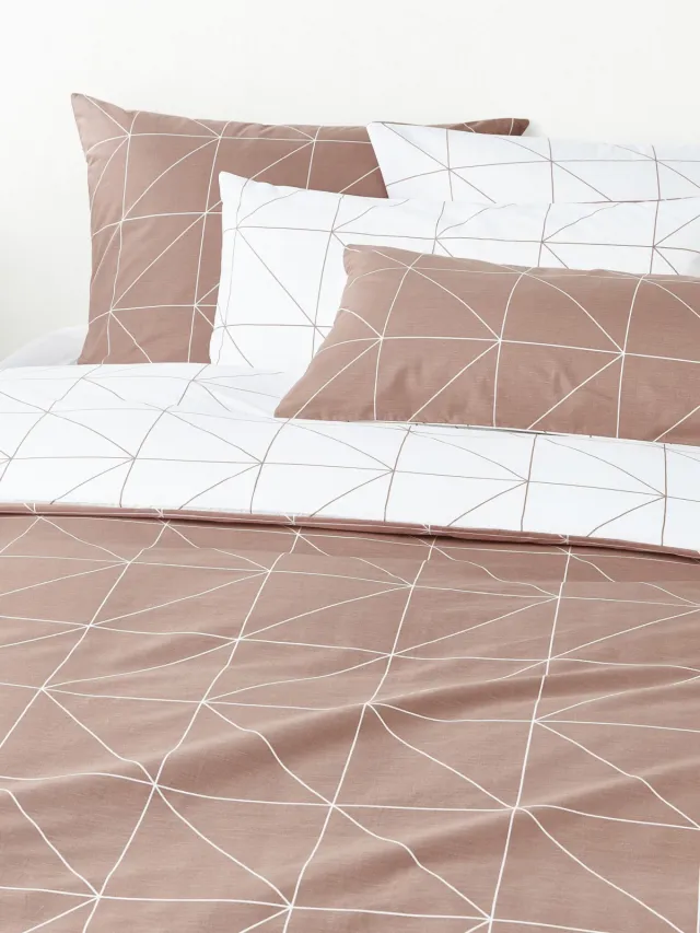 Westwing Collection Katoenen dekbedovertrek Marla met patroon Roze, Wit