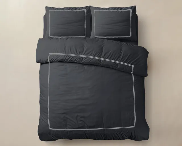 Primaviera Deluxe Brata Dekbedovertrek - Lits-Jumeaux - 240X200/260 + 2 x kussenslopen 60x70 - Zwart