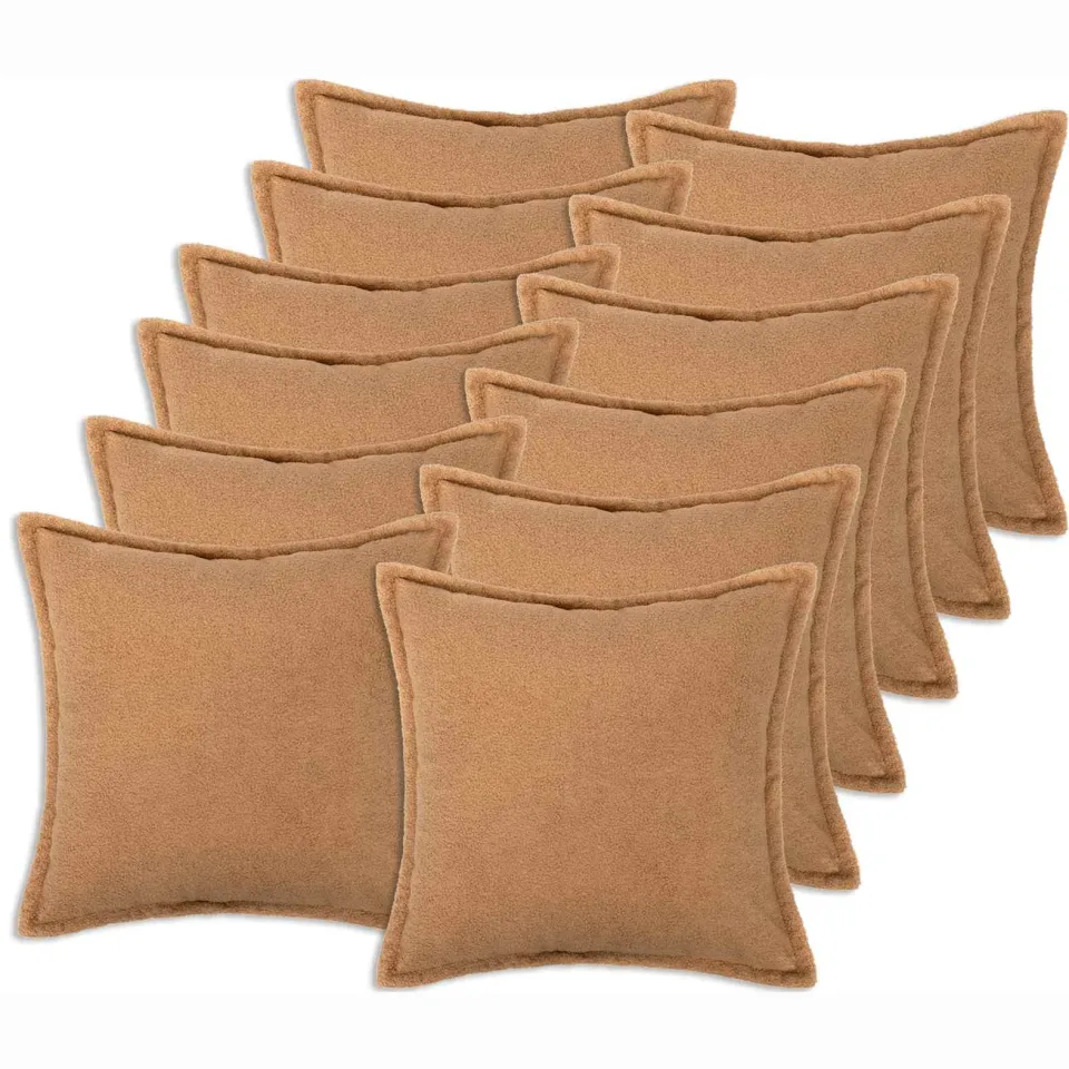 vidaXL Kussensloop 12 st HOUTEN Beige 50 x 50 cm Bouclé, foto 3