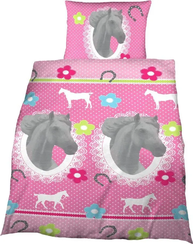 Kids Trend Dekbedovertrek White Beauty - Eenpersoons - 140x200 cm - Roze
