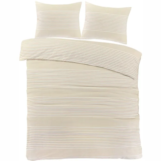 Slaaptextiel Flanel Dekbedovertrek Strepenpatroon Creme-Lits-jumeaux (240 x 200/220 cm) Beige, Zand