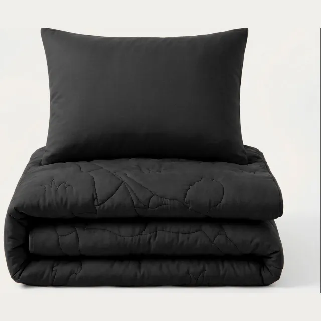 Happybed Kinderdekbed zonder overtrek - Wasbaar dekbed - Dekbed zonder hoes - 2 in 1 dekbed - Dekbed met print - Hoesloos dekbed - Zwart