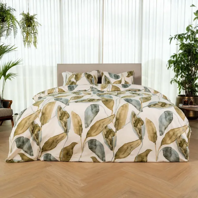kayori Gina Dekbedovertrek Katoen - 200x200-220 + 2 slopen - Zacht & Ademend - Tweepersoons - Groen
