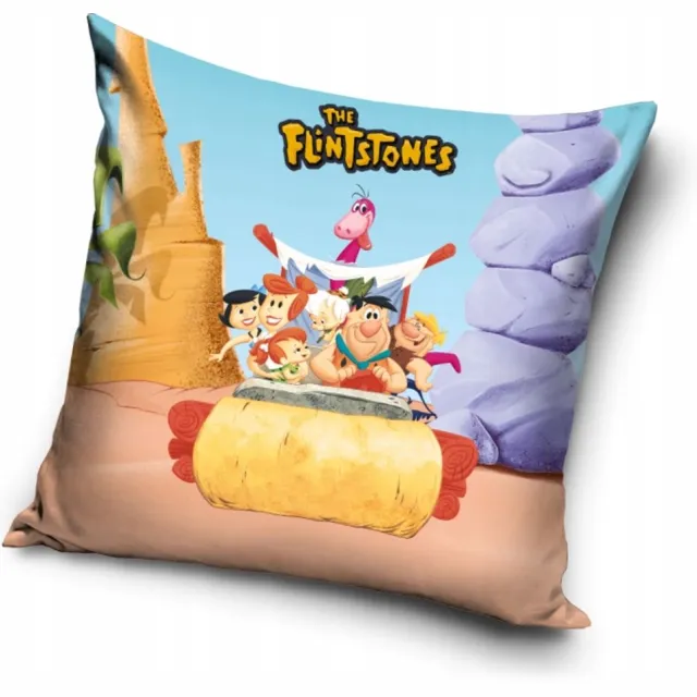 Carbotex Velours Kussenhoes 40x40 cm - The Flintstones - Kinderkamer blauw