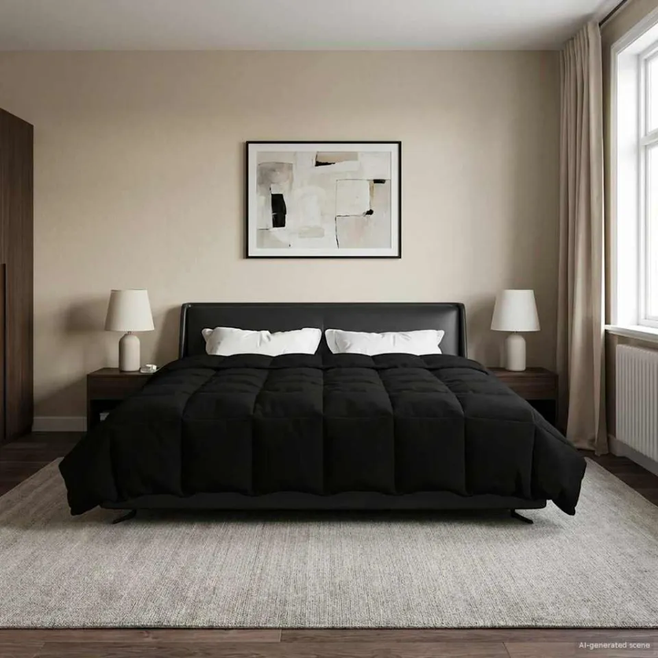 vidaXL Winter Dekbed 200 x 220 cm Winter Microfiber (100% polyester) zwart, foto 4