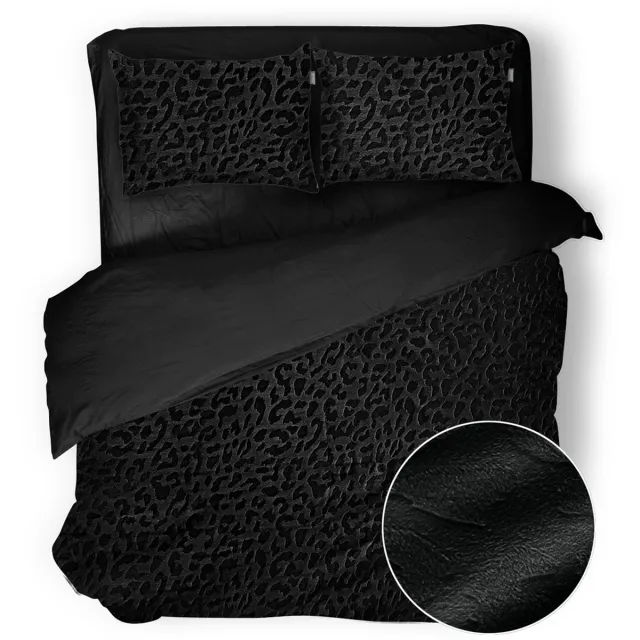 Eleganzzz Dekbedovertrek Micro Mink Leopard - Black - Dekbedovertrek 240x200/220cm - Velvet Dekbedovertrek - 100% Velvet - Lits Jumeaux dekbedovertrekken - Dierenprint Dekbedovertrek - Effen Dekbedovertrek Leopard Black