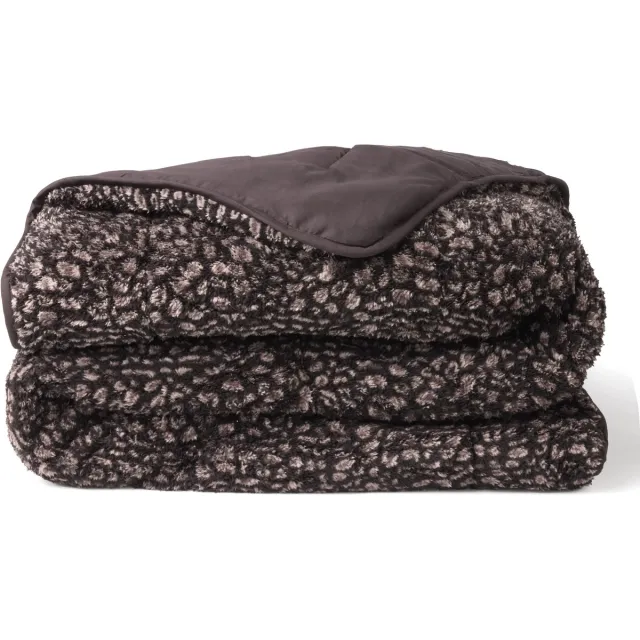 Soulsnooze Teddy Dekbed Panter Antraciet 240×220 - 2-in-1 Dekbed Zonder Overtrek - Wasbaar Dekbed zonder Hoes - Deken - Bedsprei - Fluffy Plaid Antraciet Panter