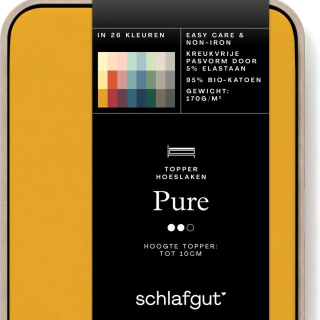 schlafgut Jersey Pure topper hoeslaken - Tweepersoons - Yellow Deep