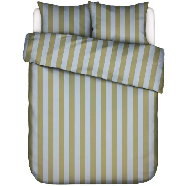 Essenza Minte Stripe katoensatijnen dekbedovertrek groen blauw Cedar green - Ice blue