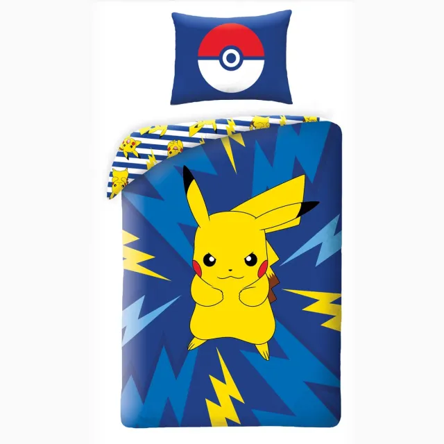Pokémon Dekbedovertrek, Power - Eenpersoons - 140 x 200 cm - Katoen Blauw