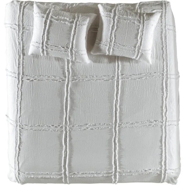 Yellow Dekbedovertrek Adelaïde - Bedlinnen met Ruiten print - 240x220 - Off-White - Dekbedhoes van Katoen Wit