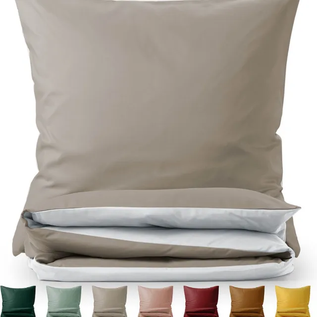 Blumtal Dekbedovertrek Set Tweekleurig - Luxe Beddengoed - 1 Kussensloop - Taupe en Wit