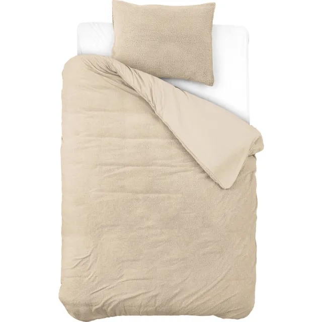 Sleeptime Teddy Dekbedovertrek - 140x200/220 + 1 kussenslopen 60x70 - Taupe - Eenpersoons