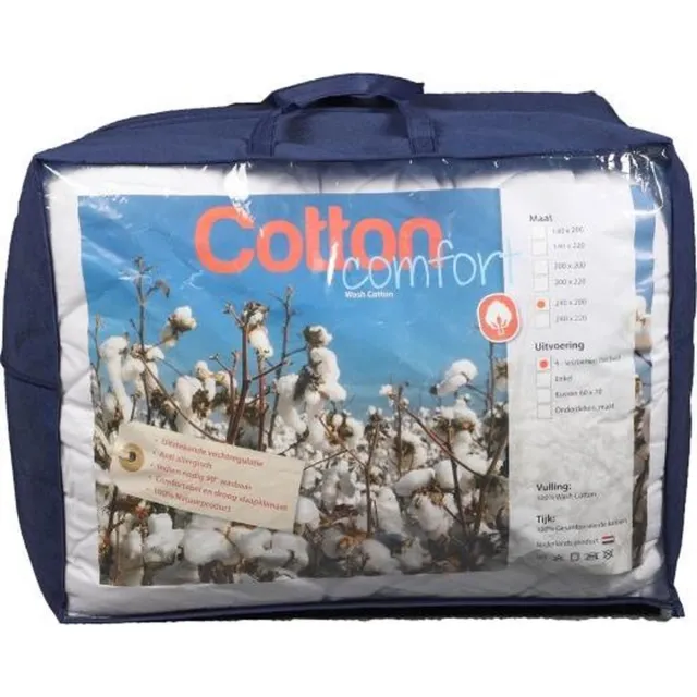 Bestrest Bedden Katoenen dekbed Cotton Comfort - 4-seizoenen dekbed - Antilallergisch - 90 graden wasbaar - 260x220cm Wit