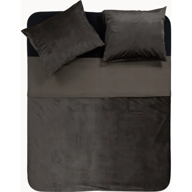 Y-not® Y-NOT - Dekbedovertrek - Velvet Met Bies Deep Taupe - 2 Persoons - Taupe