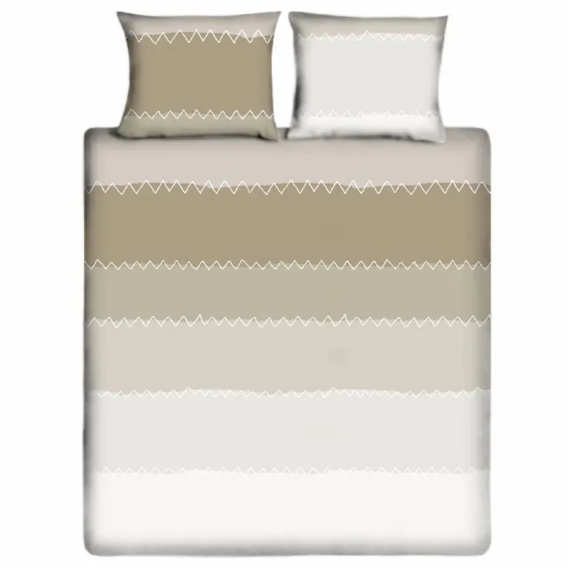 Ten Cate Dekbedovertrek - Dekbedovertrek 200 x 200 tweepersoons - Dekbedovertrekken - Dekbedovertrek 200x220 - Zigzag Naturel
