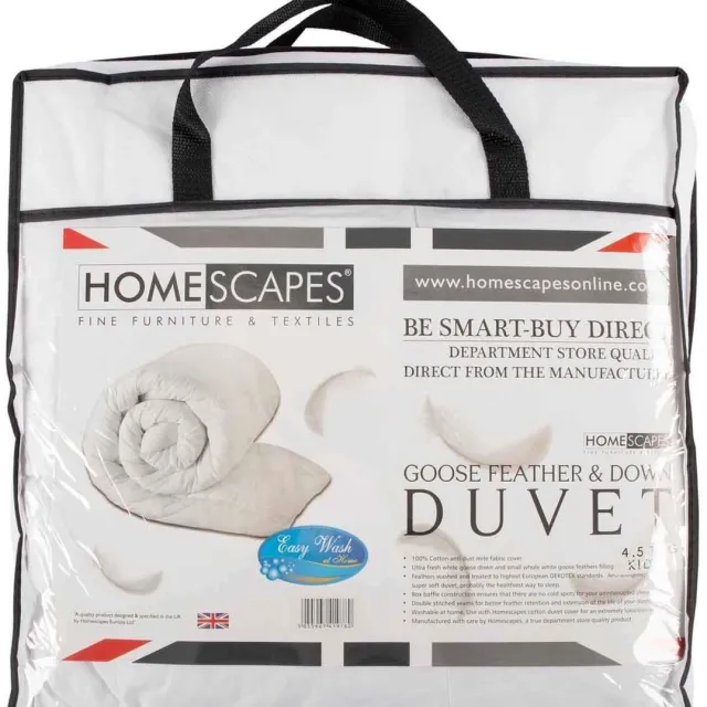 Homescapes Peuter- & Kinderdekbed 120x150 cm – Zomerdekbed – Warmteklasse 3 – Ganzendons & Veren – OEKO-TEX® & RDS Wit