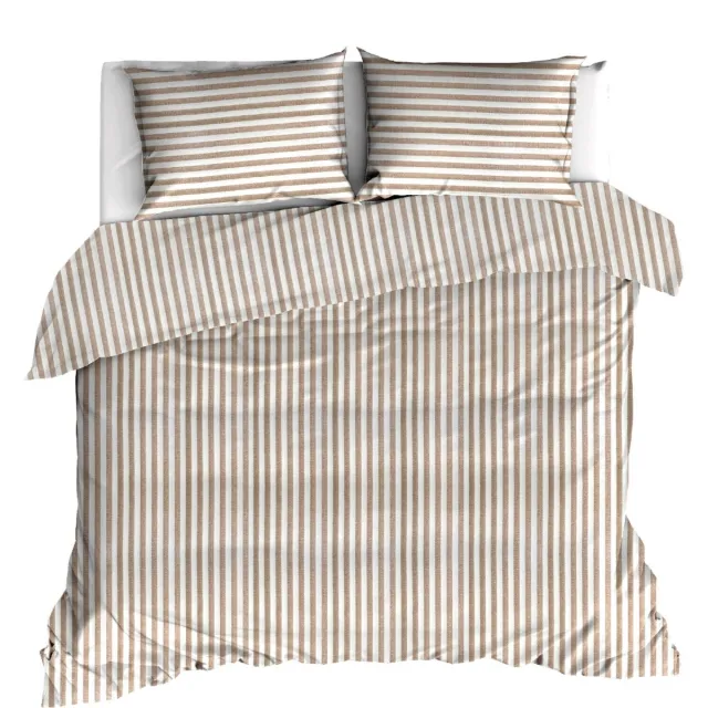 Linolux Dekbedovertrek Fresh Stripe Sand 1 persoons
