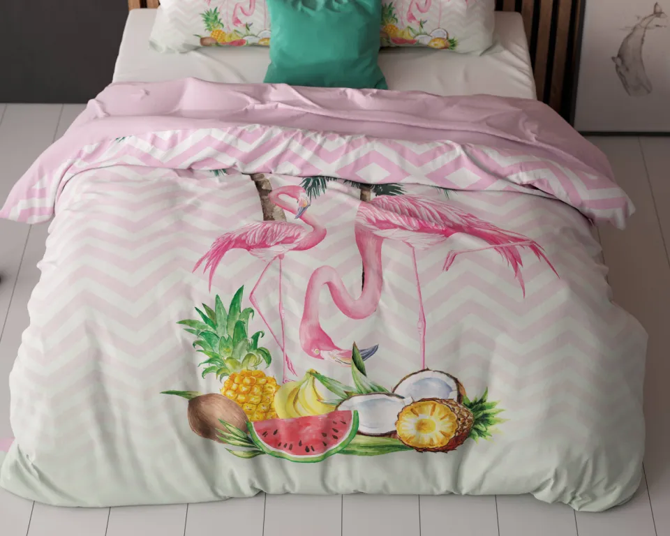 Sleeptime Essentials polyester dekbedovertrek met flamingoprint roze, foto 3