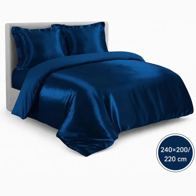 Roden Blue Satijnen Dekbedovertrek - Blauw - 240x200/220 - Luxe & Koel - Zacht & Ademend - Incl. Kussenslopen