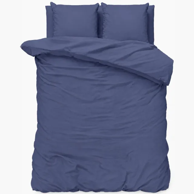 decoware Dekbedovertrek Uni 240x220 cm - Donkerblauw - Katoen - Met Kussenslopen - Lits-jumeaux
