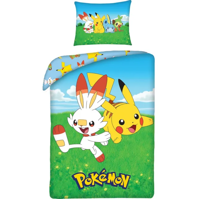 Pokémon Pikachu Dekbedovertrek 140 x 200cm Grote Kussensloop 70x90cm Katoen Blauw