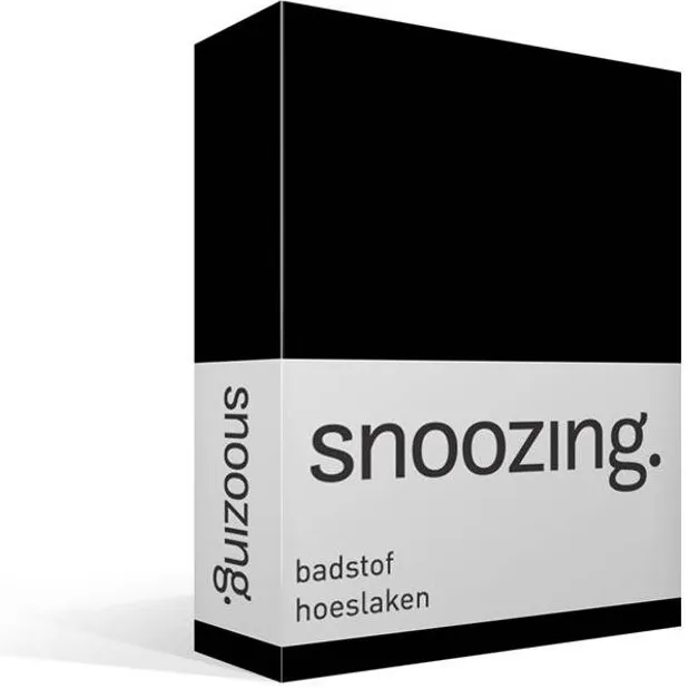 Snoozing Badstof - Hoeslaken - Lits-jumeaux - 200x200 of 180x200/220 cm - Zwart