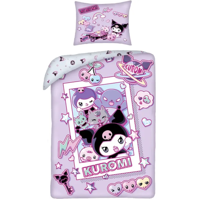 Hello Kitty & Friends Dekbedovertrek Kuromi - 140 x 200 + 70 x 90 cm - Polyester Roze