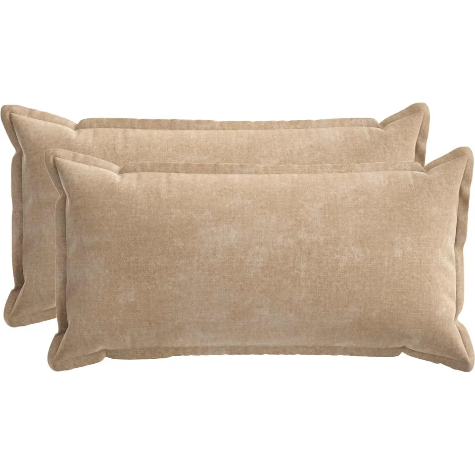 vidaXL Kussensloop 2 st HOUTEN Taupe 40 x 70 cm Chenille Stof