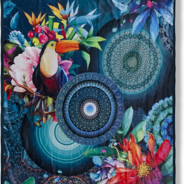Hanche Luxe Plaid 130x160 cm - Mandala en Bloemen Print - Multicolor - Polyester - Voor 1 Persoon
