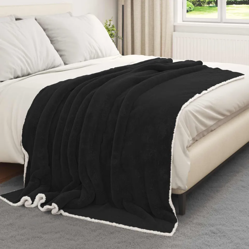 vidaXL plaid Zwart 200 x 150 cm 1,64 kg Fleece, foto 3
