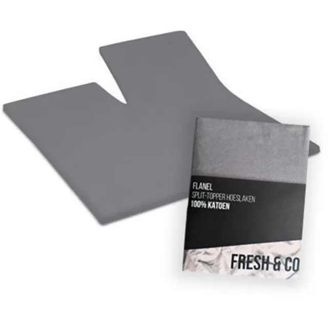 Fresh and Co Fresh & Co Splittopper Hoeslaken 160 x 200 - Flanel- Antraciet- Op=Op