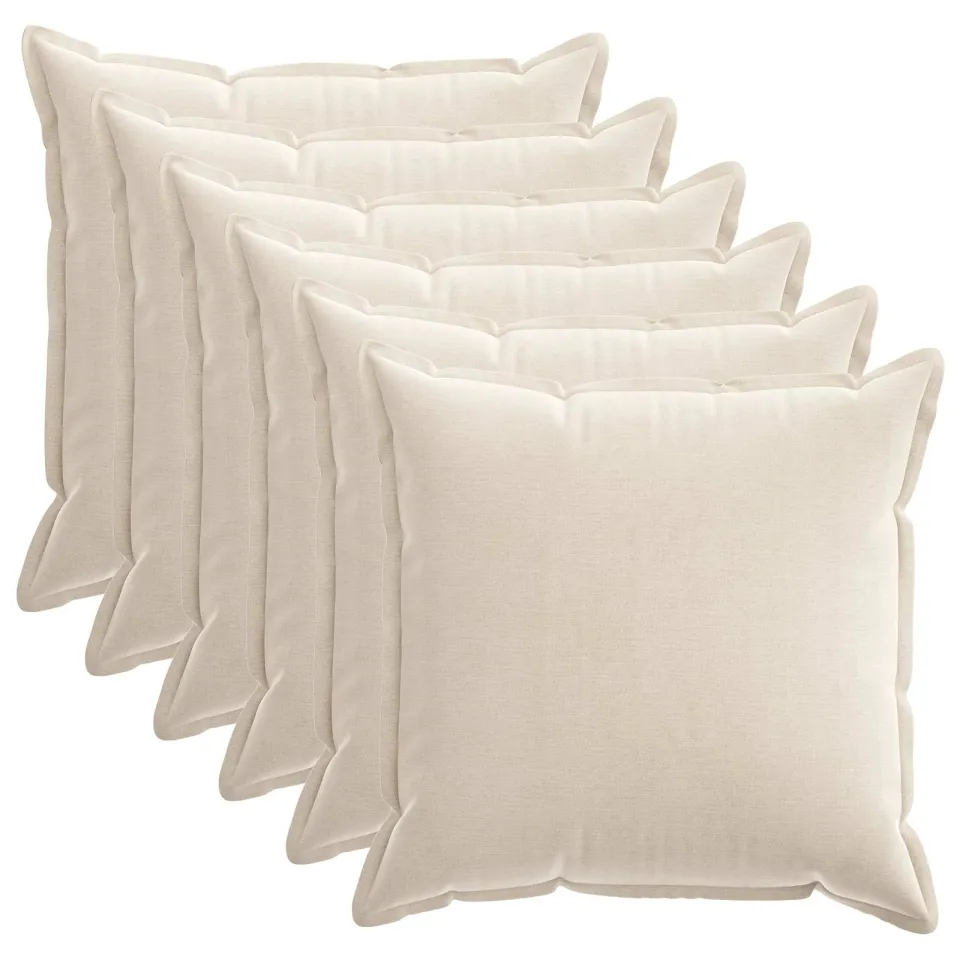 vidaXL Kussensloop 6 st HOUTEN Crèmekleurig 65 x 65 cm Chenille Stof, foto 3