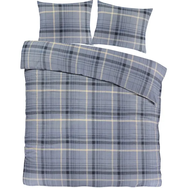 Slaaptextiel Flanel Dekbedovertrek Otztal Blauw-1-persoons (140 x 200/220 cm)